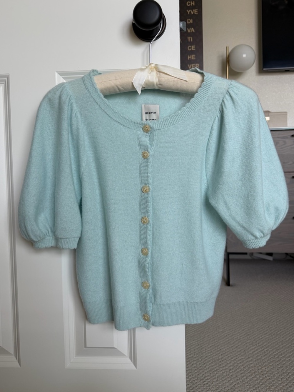 Anthropologie Maeve Puff Sleeve Cashmere Cardigan